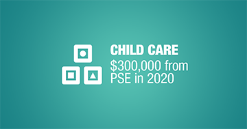 Child Care $300,000 from PSE in 2020