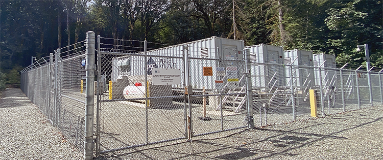 Glacier BESS consists of lithium‑ion batteries stored in four shipping containers