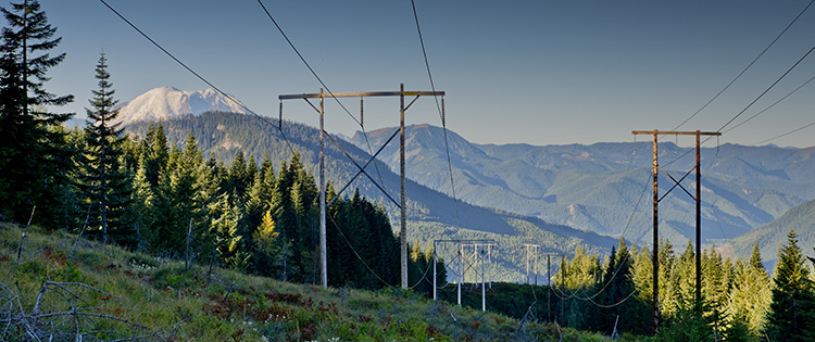 Power lines near Mt. Rainier