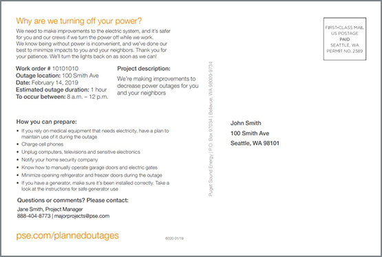 Planned Outage Mailer - page 2