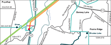 Map of Central Pierce-Alderton 115 kV transmission reliability improvement project