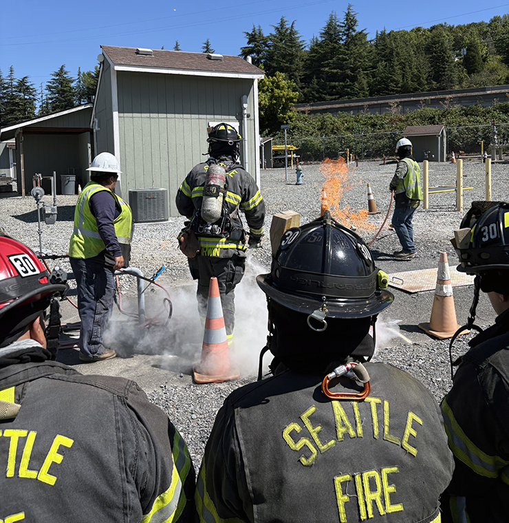 Seattle Fire Department first responders in training
