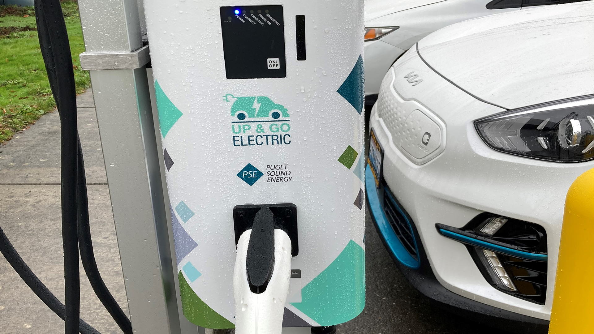 An electric vehicle charger installed at the Housing Authority of Skagit County through our Equity Focused pilot.