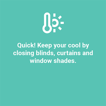 Close blinds, curtains and window shades