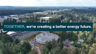 Overview of the PSE Community Solar site installed on top of the Peaking Storage Reservoir in Bonney Lake.