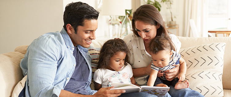 family in their house