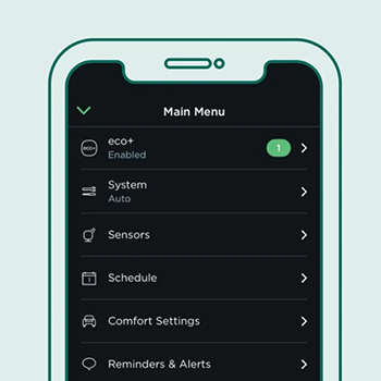 A screenshot of the ecobee mobile app menu